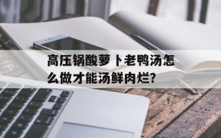 高压锅酸萝卜老鸭汤怎么做才能汤鲜肉烂？