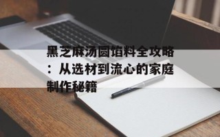 黑芝麻汤圆馅料全攻略：从选材到流心的家庭制作秘籍