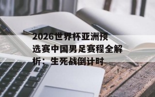 2026世界杯亚洲预选赛中国男足赛程全解析：生死战倒计时