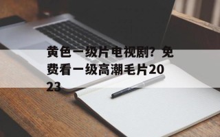 黄色一级片电视剧？免费看一级高潮毛片2023
