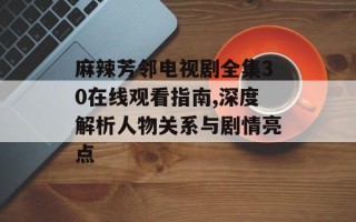 麻辣芳邻电视剧全集30在线观看指南,深度解析人物关系与剧情亮点
