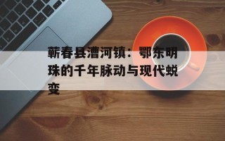 蕲春县漕河镇：鄂东明珠的千年脉动与现代蜕变