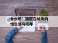 合水吧：隐匿在城央的慢生活乌托邦