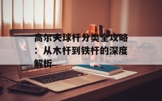 高尔夫球杆分类全攻略：从木杆到铁杆的深度解析