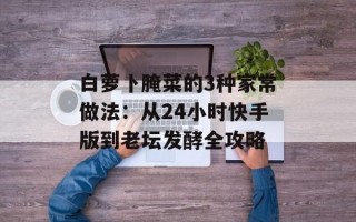 白萝卜腌菜的3种家常做法：从24小时快手版到老坛发酵全攻略