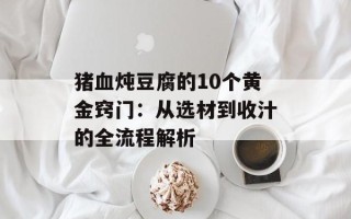猪血炖豆腐的10个黄金窍门：从选材到收汁的全流程解析