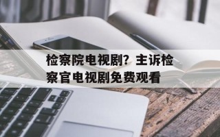 检察院电视剧？主诉检察官电视剧免费观看