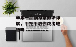 辛集一品锅家常做法详解，手把手教你炖出地道味