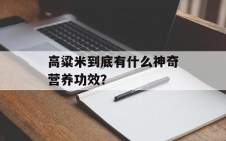 高粱米到底有什么神奇营养功效？