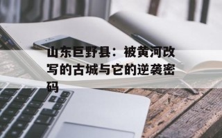山东巨野县：被黄河改写的古城与它的逆袭密码