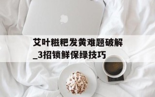 艾叶糍粑发黄难题破解_3招锁鲜保绿技巧