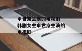 申世京主演的电视剧 韩剧女主申世京主演的电视剧