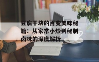 豆腐干块的百变美味秘籍：从家常小炒到秘制卤味的深度解析