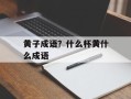 黄子成语？什么杯黄什么成语