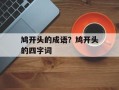 鸠开头的成语？鸠开头的四字词