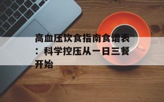 高血压饮食指南食谱表：科学控压从一日三餐开始