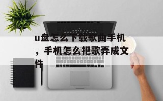 u盘怎么下载歌曲手机，手机怎么把歌弄成文件