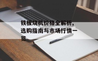 铁板烧机价格全解析,选购指南与市场行情一览