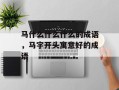马什么什么什么的成语，马字开头寓意好的成语