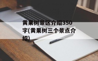 黄果树景区介绍350字(黄果树三个景点介绍)