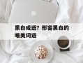 黑白成语？形容黑白的唯美词语