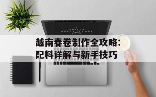 越南春卷制作全攻略：配料详解与新手技巧