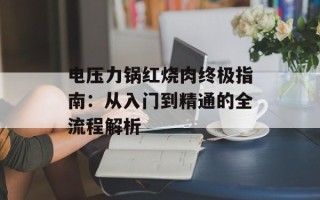 电压力锅红烧肉终极指南：从入门到精通的全流程解析