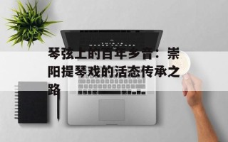 琴弦上的百年乡音：崇阳提琴戏的活态传承之路