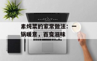 素炖菜的家常做法：一锅暖意，百变滋味