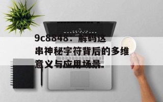 9c8848：解码这串神秘字符背后的多维意义与应用场景