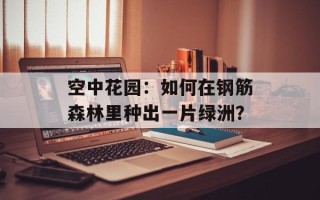空中花园：如何在钢筋森林里种出一片绿洲？