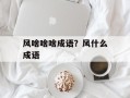 风啥啥啥成语？风什么成语