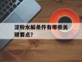 淀粉水解条件有哪些关键要点？