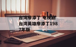 台湾廖添丁 电视剧 台湾英雄廖添丁1987年版