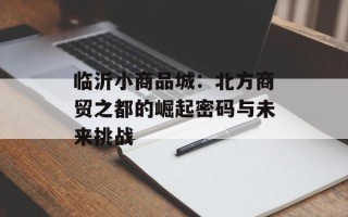 临沂小商品城：北方商贸之都的崛起密码与未来挑战
