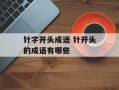 针字开头成语 针开头的成语有哪些