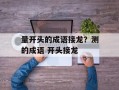 量开头的成语接龙？测的成语 开头接龙