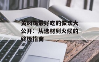 黄焖鸡最好吃的做法大公开：从选材到火候的终极指南