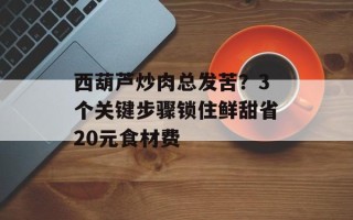 西葫芦炒肉总发苦？3个关键步骤锁住鲜甜省20元食材费