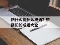 阳什么阴什么成语？带阴阳的成语大全