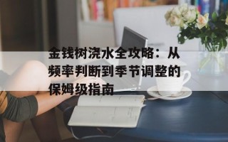 金钱树浇水全攻略：从频率判断到季节调整的保姆级指南