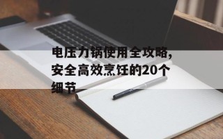 电压力锅使用全攻略,安全高效烹饪的20个细节