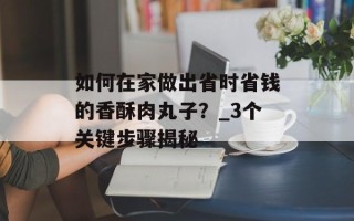 如何在家做出省时省钱的香酥肉丸子？_3个关键步骤揭秘