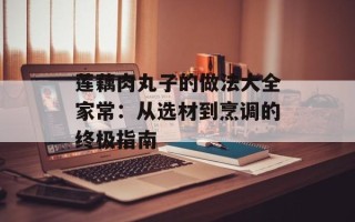 莲藕肉丸子的做法大全家常：从选材到烹调的终极指南