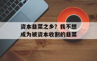 资本韭菜之乡？我不想成为被资本收割的韭菜