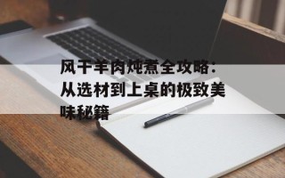 风干羊肉炖煮全攻略：从选材到上桌的极致美味秘籍