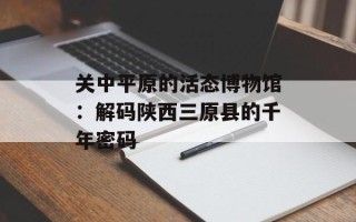 关中平原的活态博物馆：解码陕西三原县的千年密码