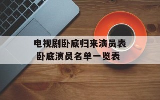 电视剧卧底归来演员表 卧底演员名单一览表