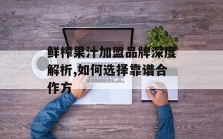 鲜榨果汁加盟品牌深度解析,如何选择靠谱合作方