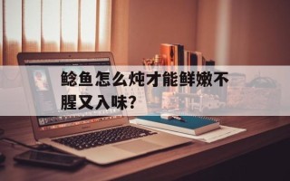 鲶鱼怎么炖才能鲜嫩不腥又入味？